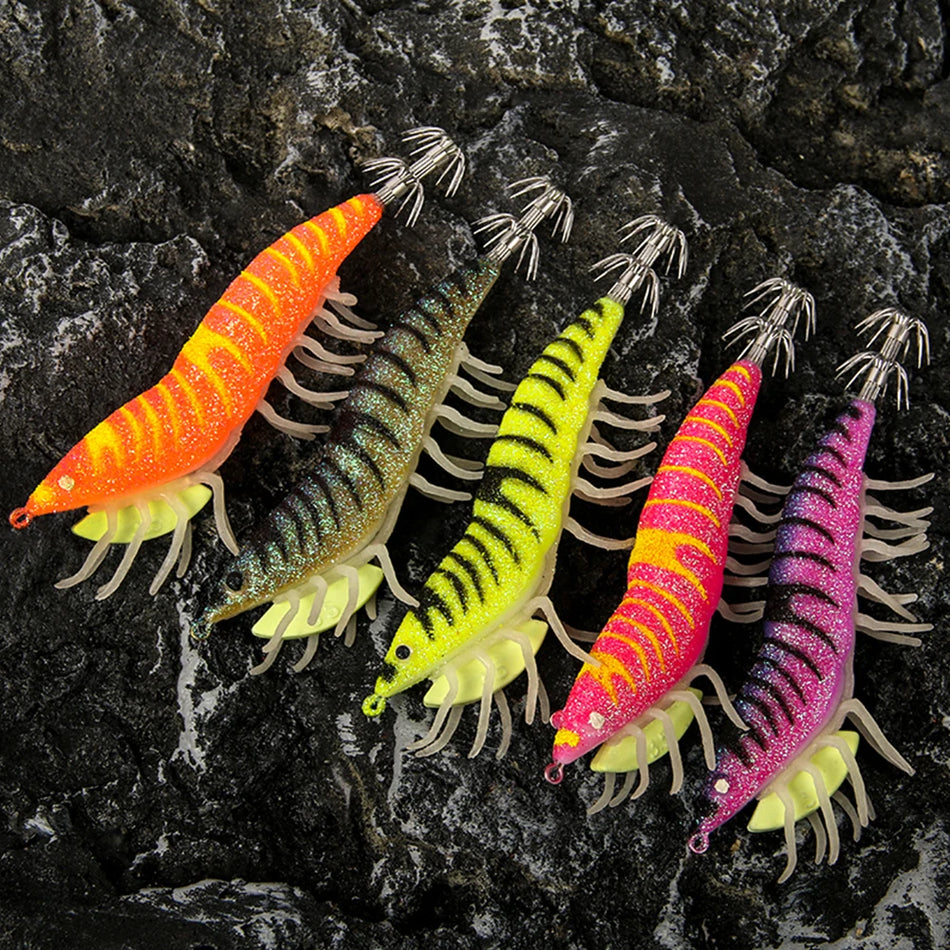 Luminous Soft Footed Shrimp Lure With Double Layered Hooks