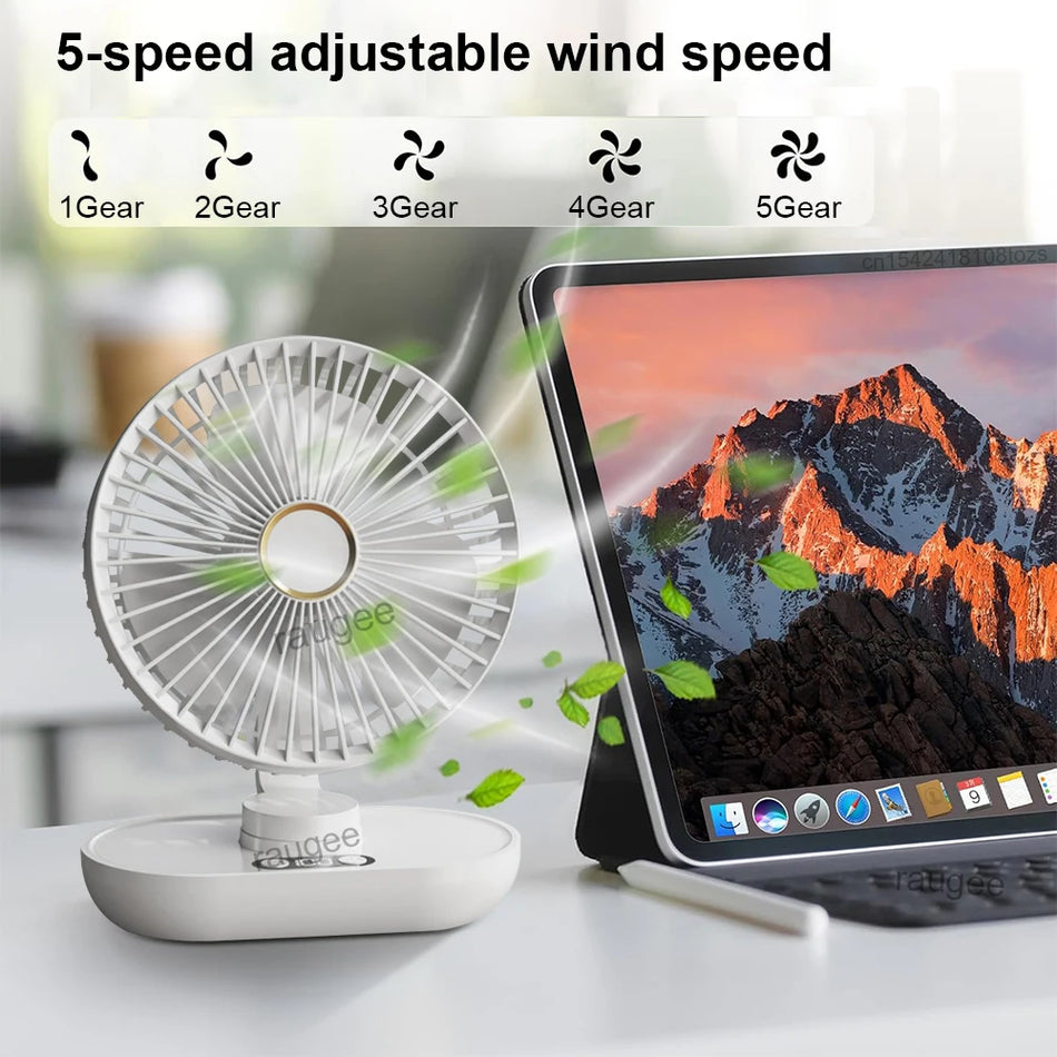 Desk Fan USB Portable Desktop Fan &ndash; Powerful 2400mAh Battery