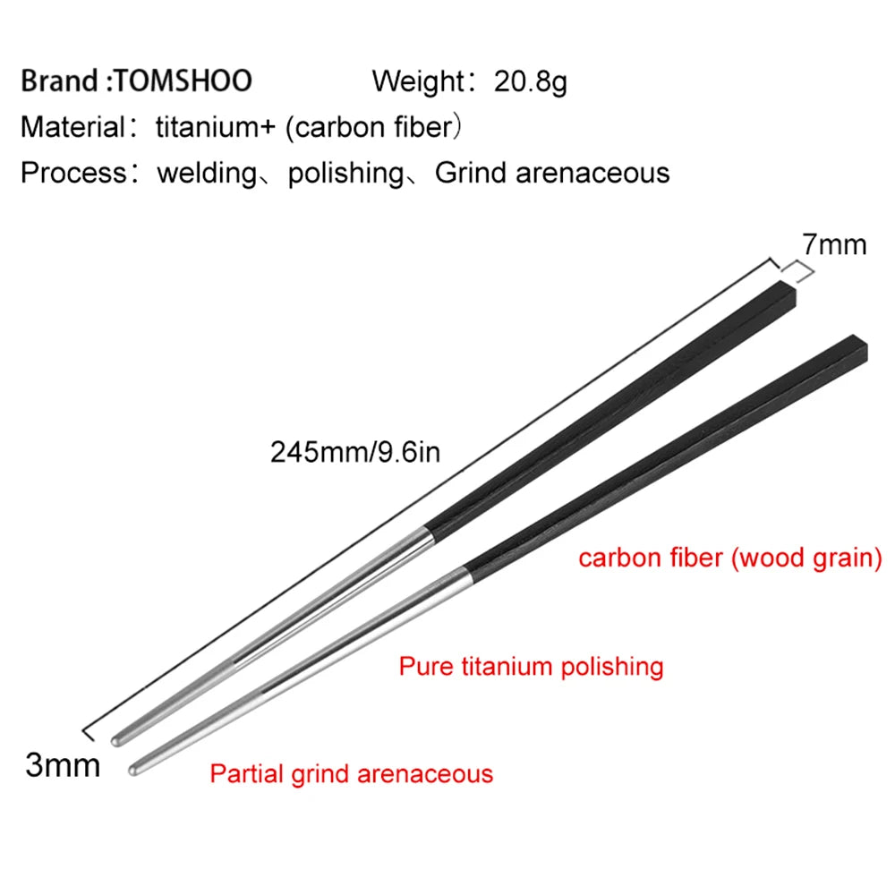 Titanium Chopsticks With Carbon Fiber One Pair &ndash; Ultralight