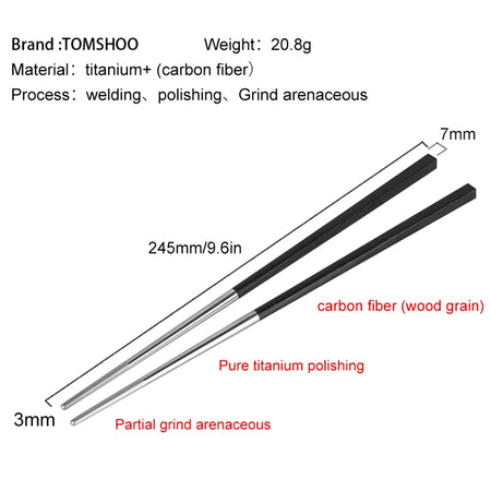Titanium Chopsticks With Carbon Fiber One Pair &ndash; Ultralight