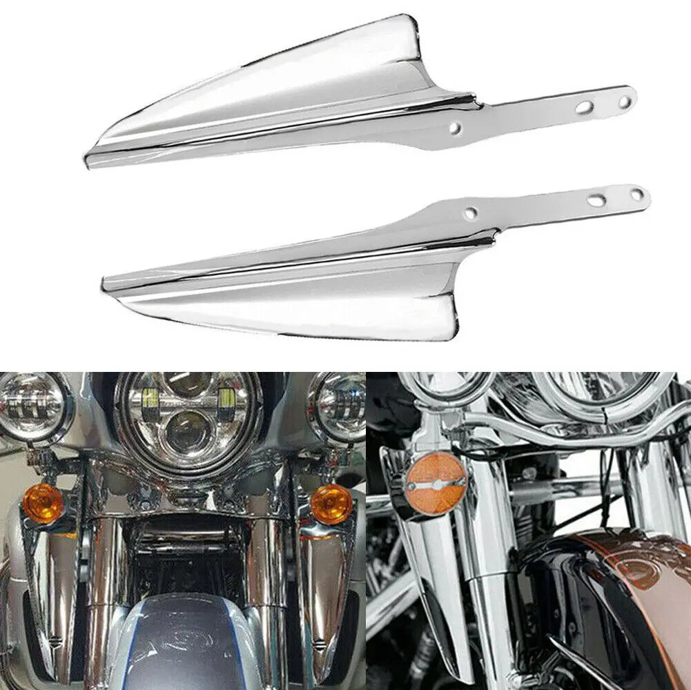 Motorcycle Chrome Front Fork Mount Wind Deflectors &ndash; Enhance Comfort and Style Default Title