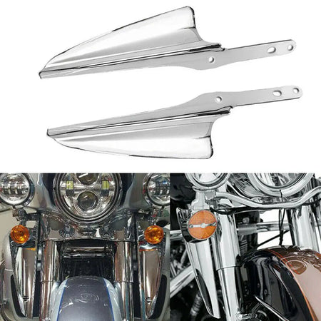 Motorcycle Chrome Front Fork Mount Wind Deflectors &ndash; Enhance Comfort and Style Default Title