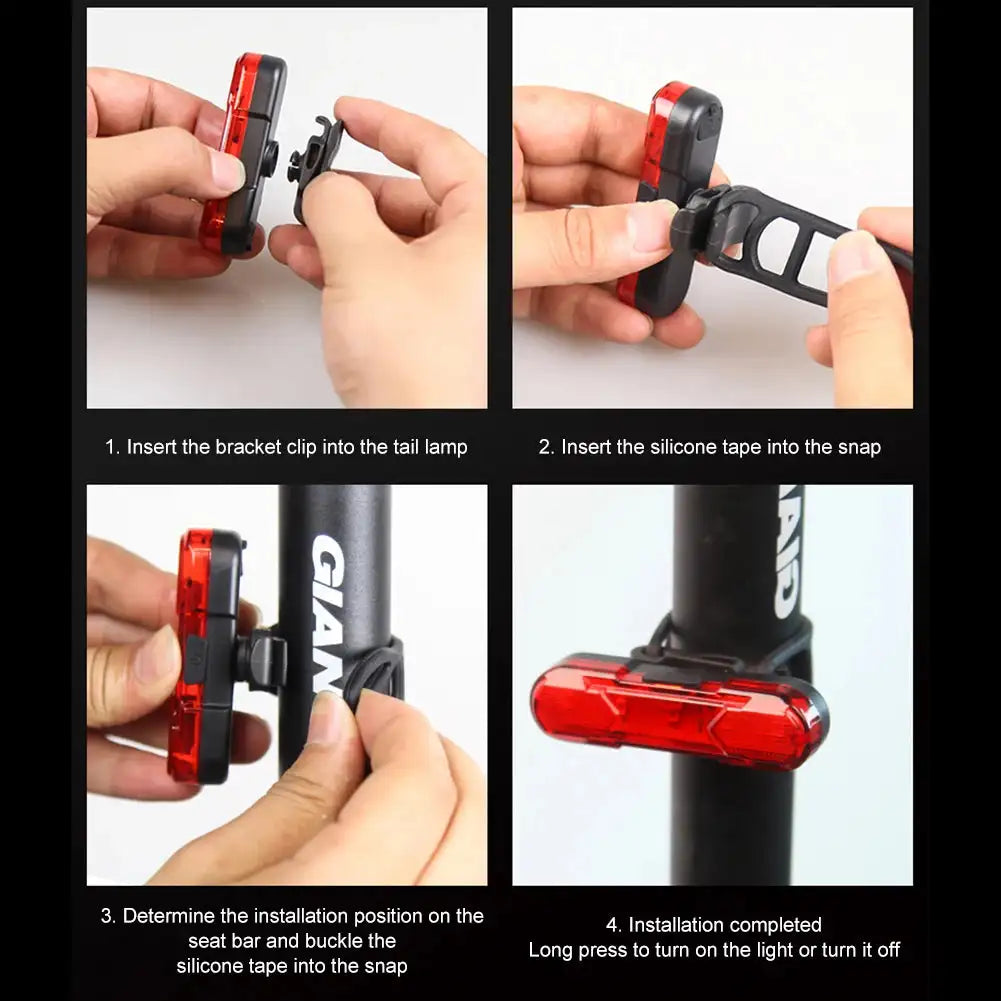 Waterproof LED Bike Tail Light Rechargeable Bicycle Rear