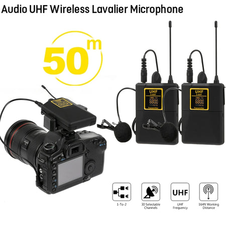 Luxuglow Audio UHF Lavalier Mic - 50m Range, 30 Channels