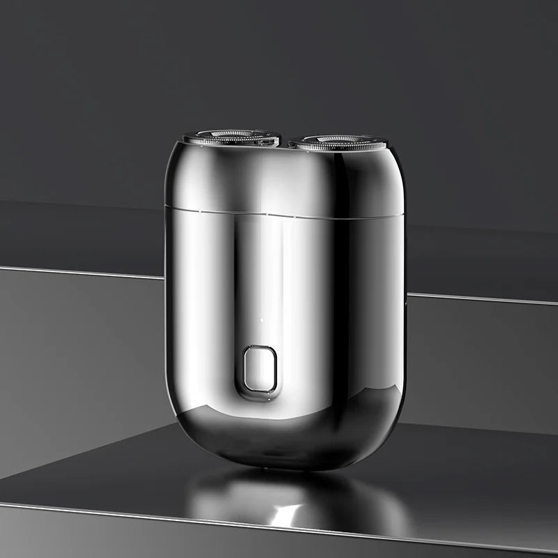 Portable Double-Headed Magnetic Electric Shaver with Type-C Charging Silvery White