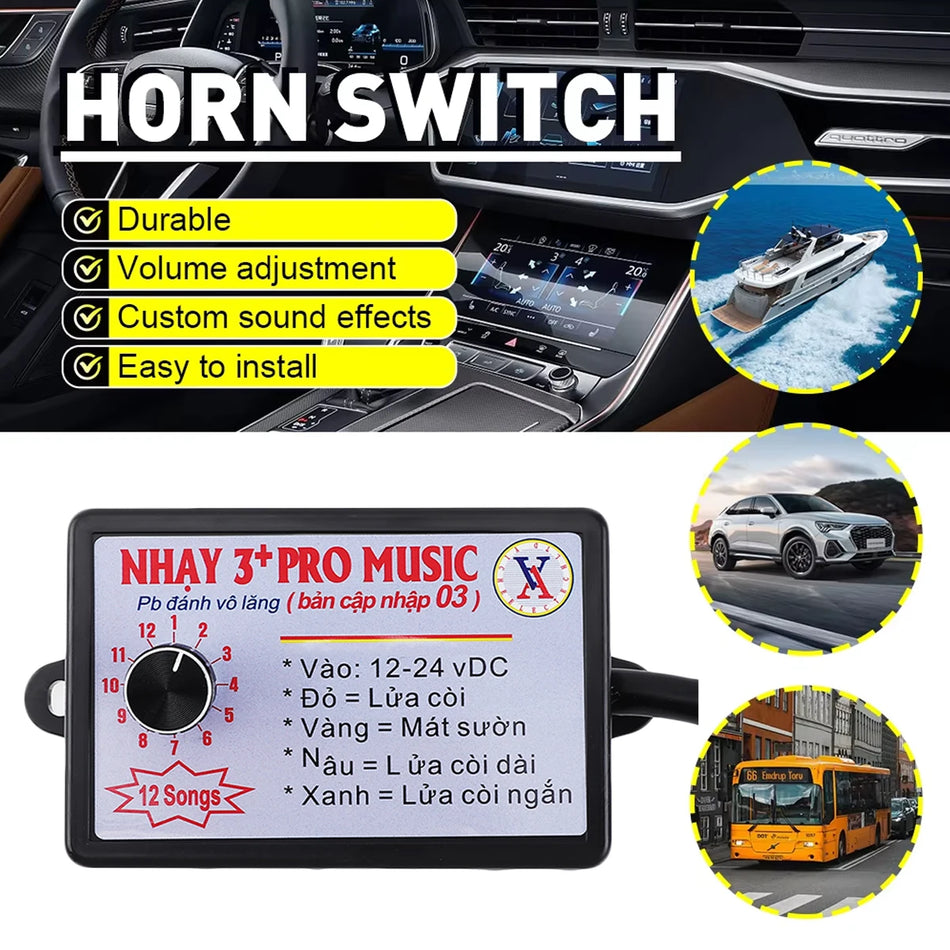 Universal Horn Relay 12-24V for All Vehicles, 8/12 Tones