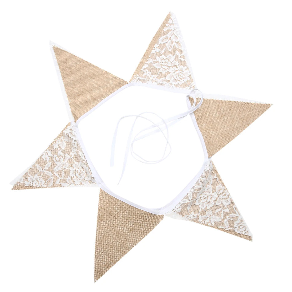 Banderoles triangulaires de 3,2 m, décor de mariage en lin, pliables