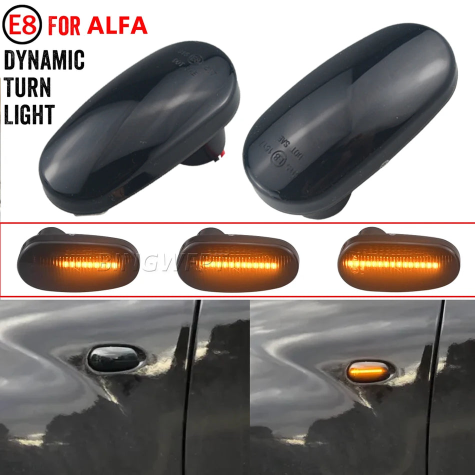Luces de Marcador Lateral LED Dinámicas para Alfa Romeo Mito 955, 147 GT 937, Fiat Bravo Mk2
