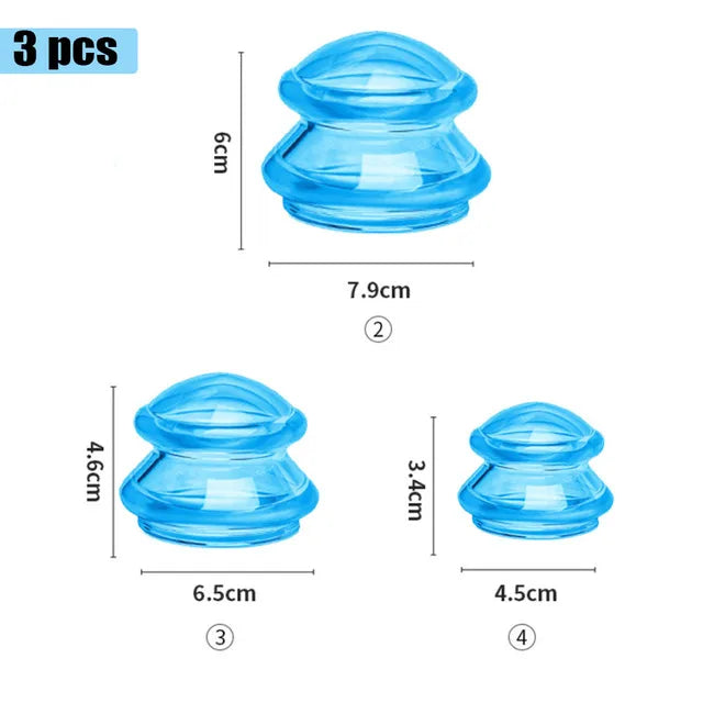 Silicone Massage Cups &ndash; Vacuum Cupping Therapy Deep Tissue 3pcs Blue