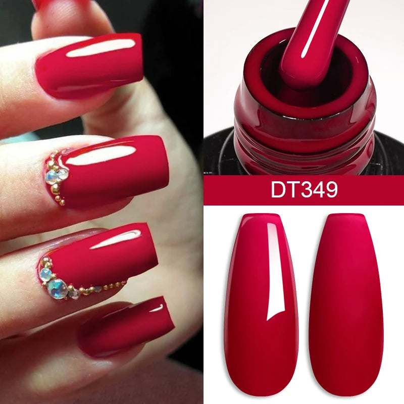 MEET ACROSS 7ml Wine Red Gel Nail Polish - Long-Lasting, French Style, Perfect for DIY Nail Art Q52366-49