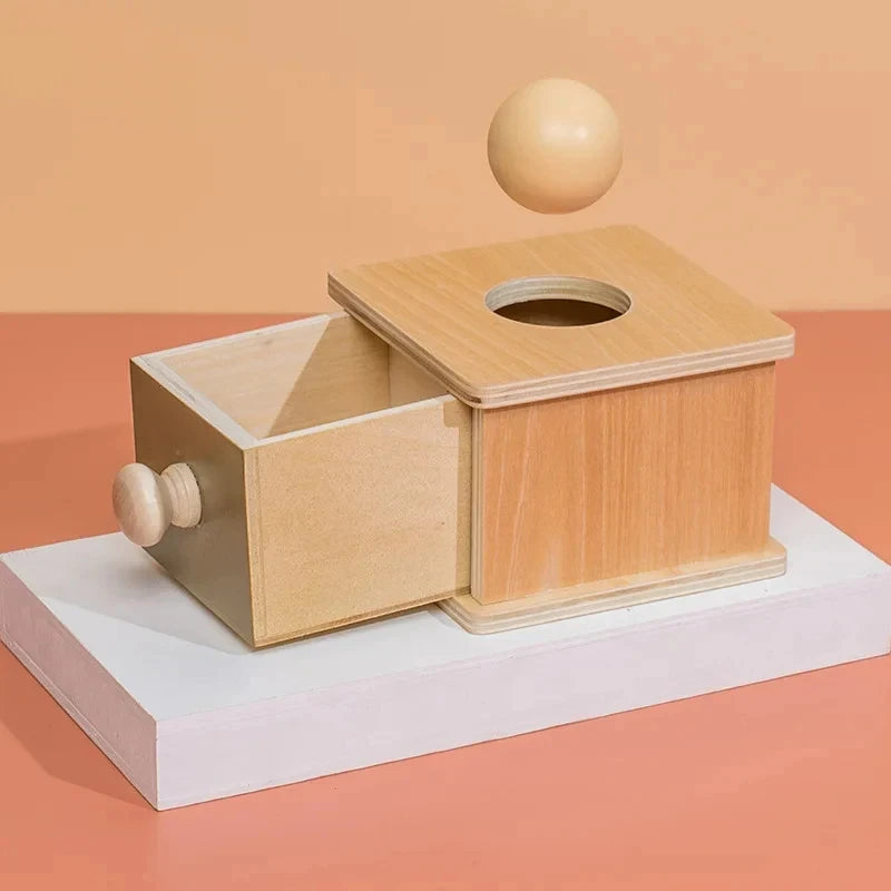 Montessori Coin Ball Box &ndash; Wooden Object Permanence Box 422707 ball box