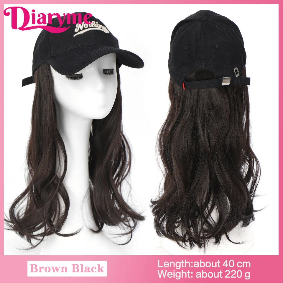 DIARYME Short Water Wavy Cap Wig with Brown and Blonde Highlights Gold