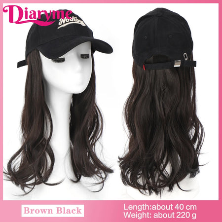 DIARYME Short Water Wavy Cap Wig with Brown and Blonde Highlights Gold