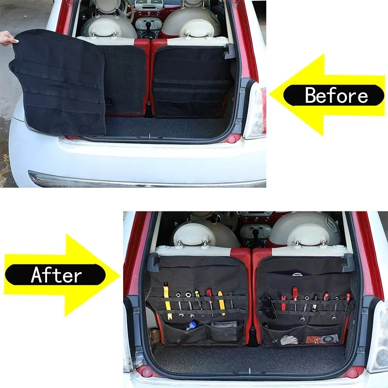 2 τεμ. Οργανωτής αποθήκευσης πίσω πορτ-μπαγκάζ από ύφασμα Oxford για Fiat 500