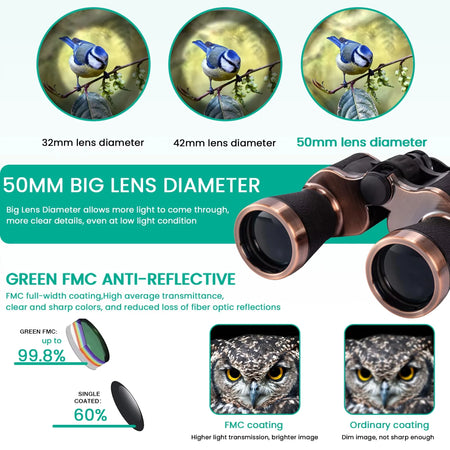 10x50 HD Binoculars for Adults Waterproof &ndash; BAK4 Prism