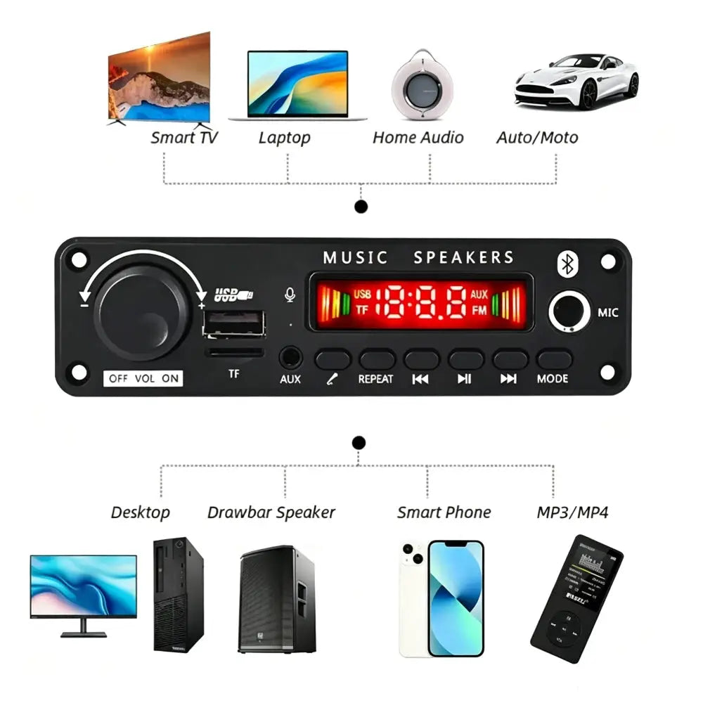 KEBIDUMEI 400W Amplifier Bluetooth MP3 WMA APE Decoder Board DC8-26V Car Audio Microphone USB TF FM Radio DIY Mp3 Music Player by InterCyprus Trading Ltd