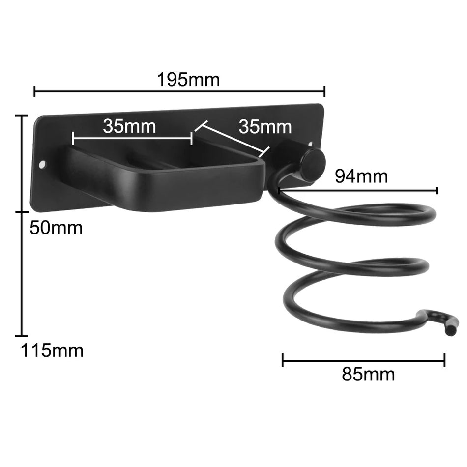 Supporto per Asciugacapelli da Muro Mensola per Bagno per Piastra in Alluminio