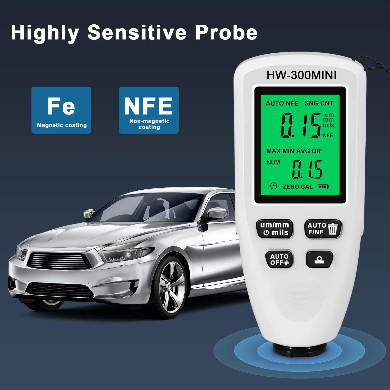 HW-300 &ndash; Mini High Sensitivity Probe For Paint Thickness