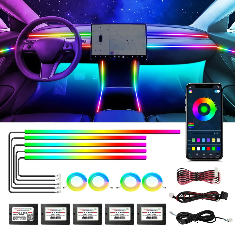 RGB LED Acrylic Ambient Light Strip For Tesla Model 3 Model Y