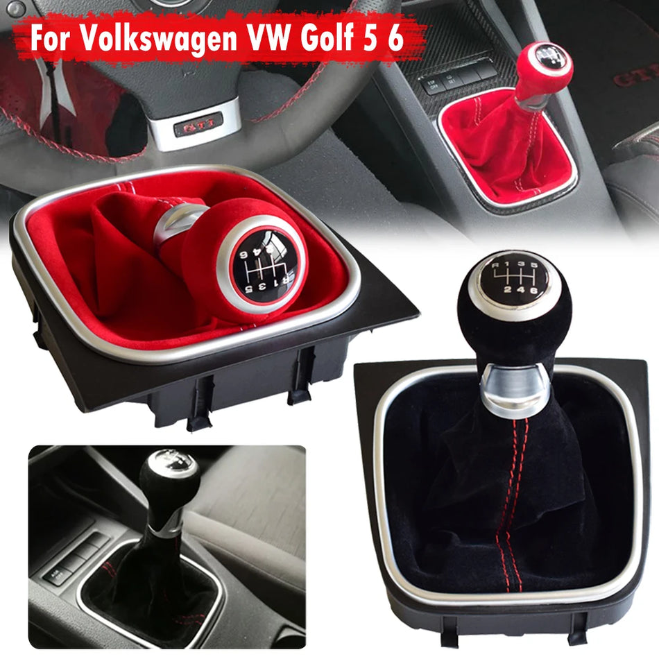 Vaihteiston vaihdehuppu mokkanahkaa Volkswagen Golf MK5 MK6 R32 GTI 2004-2009