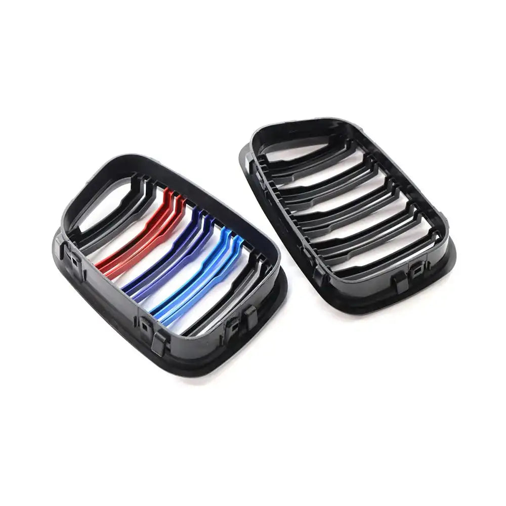 ABS Front Kidney Grille Dual Slat Gloss Black For BMW E46