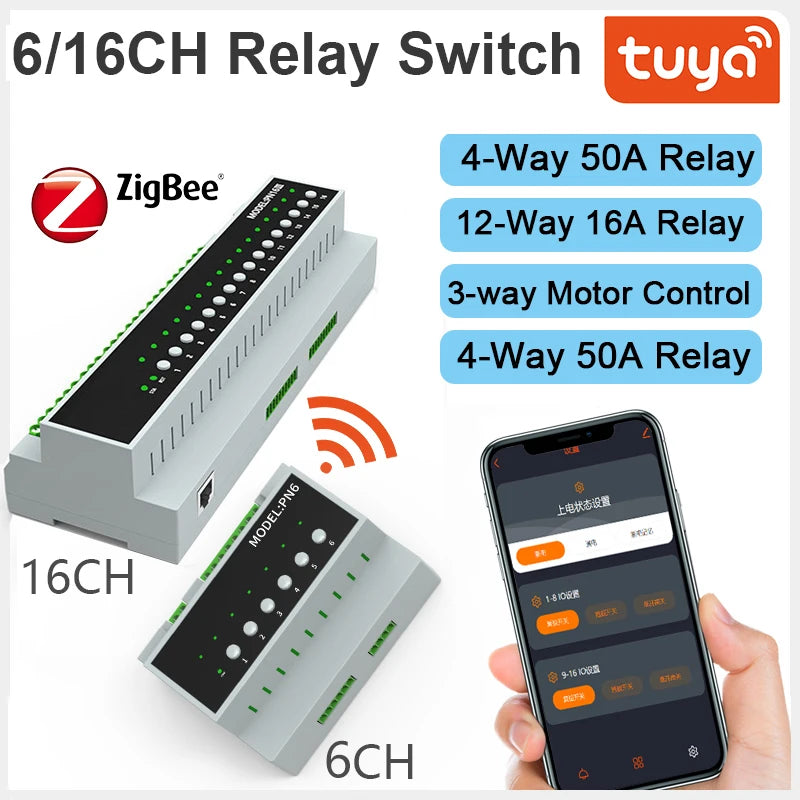 WKD-SW015 Zigbee 16 Gang Relay Module &ndash; Works With Alexa