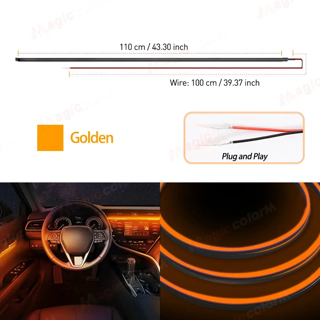 1.1M EL Wire Neon Ambient Light Car Interior Dashboard LED Decorative Lamp Universal DIY Flexible Hidden Cuttable Acrylic Strip by InterCyprus Trading Ltd