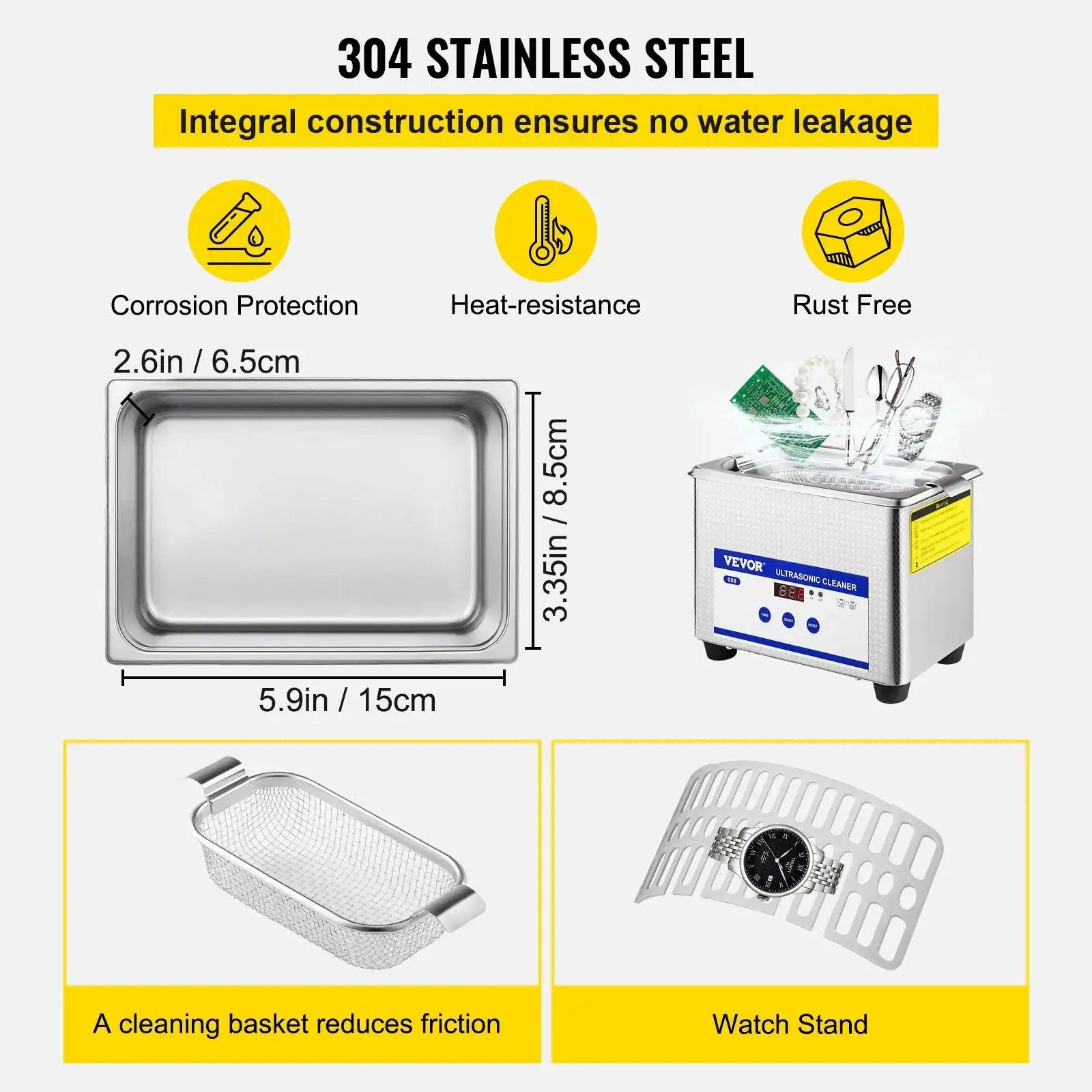 0.8L Ultrasonic Cleaner 35W Mini Dish Washing