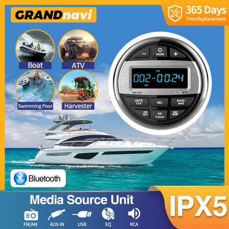 GRANDnavi Waterproof Bluetooth Marine Stereo - Digital Media Player for Boats and ATVs CN (Origin)