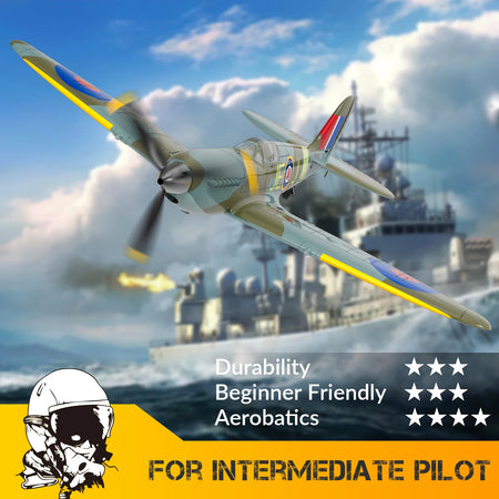 Volantex Spitfire RC Fighter Plane - 400mm, 4CH, One-Key Aerobatic, RTF