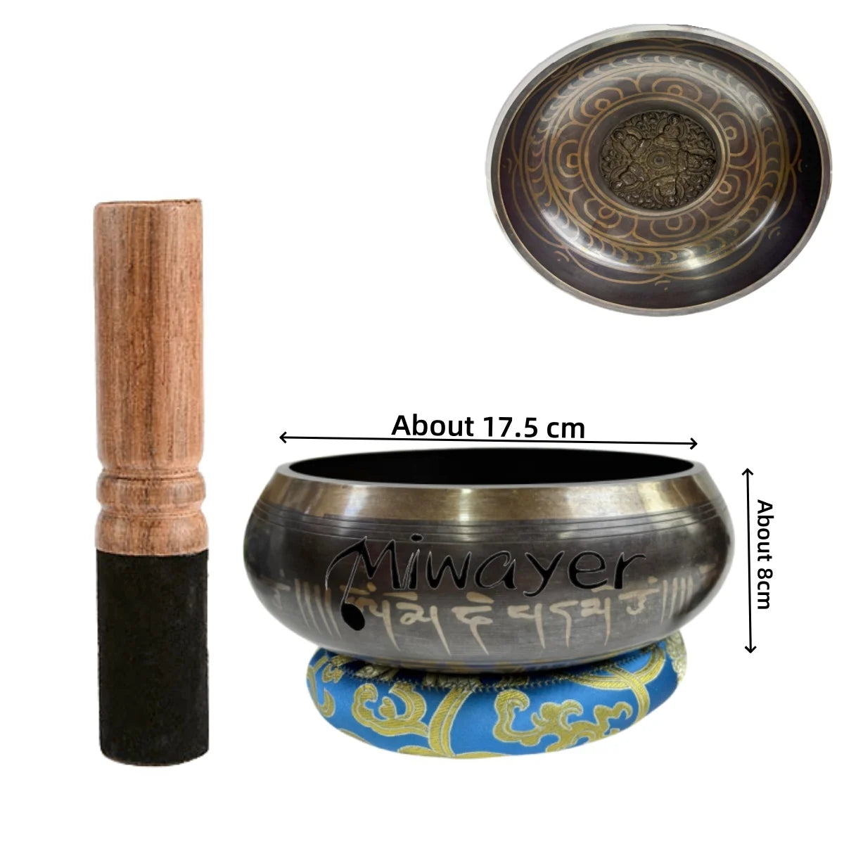 Tibetan Singing Bowl Set 8.5 to 20 cm - Meditation Aid 17.5cm