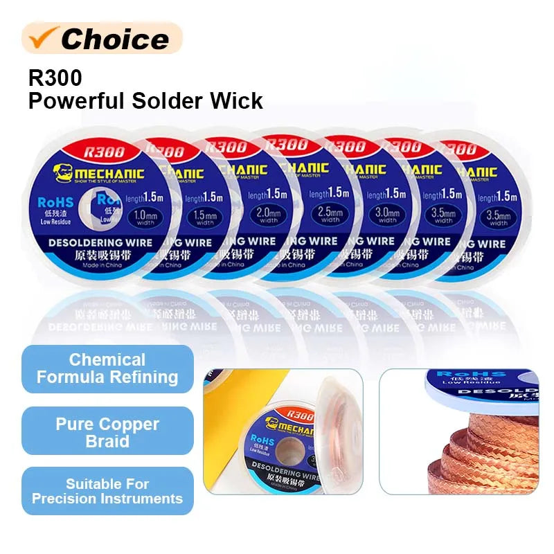 MECHANIC R300 Solder Wick &ndash; Powerful Low Residue Desoldering Tape