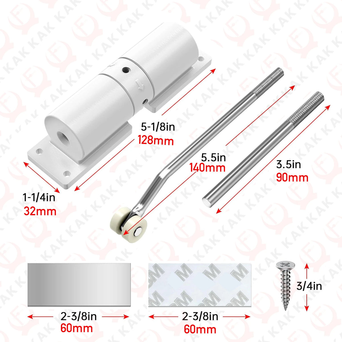 KAK Automatic Door Closer &ndash; Adjustable Soft Closing Hydraulic Buffer WHITE