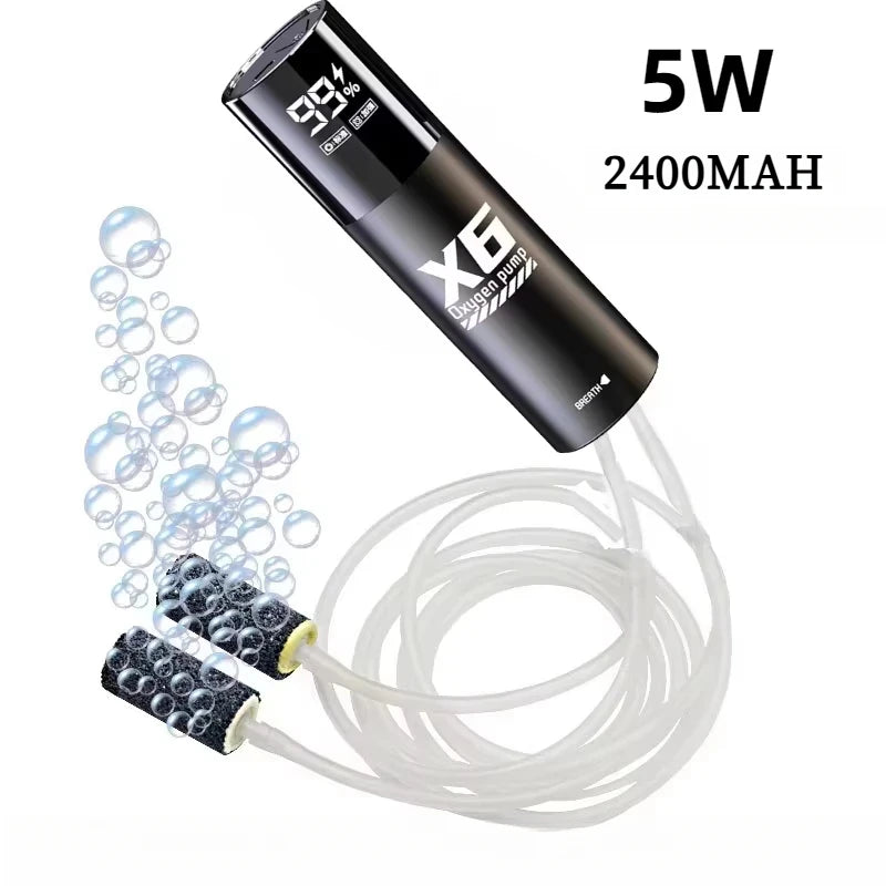 Aquarium Air Pump &ndash; USB Rechargeable Quiet Operation 2 hole charging pump