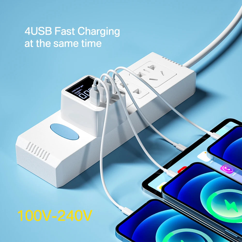 TOPZERO 40W Quick Charge 3.0 USB Charger &ndash; Fast Charging with LCD Display