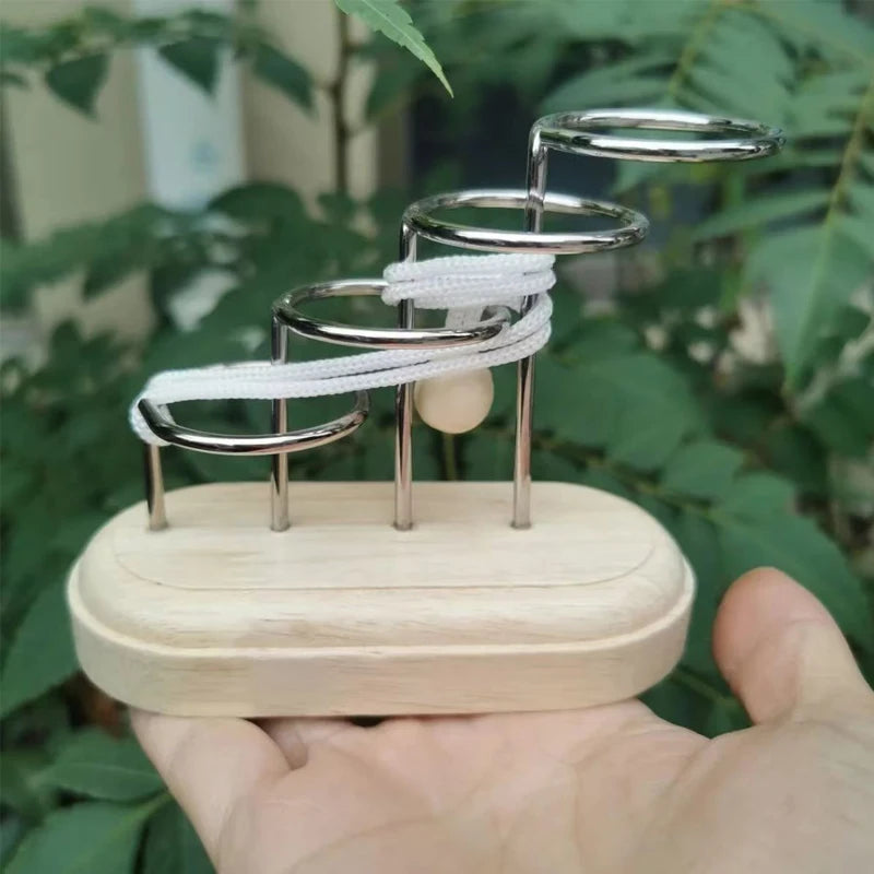 Wooden Threading Rope Loop Puzzle LuBan Lock &ndash; Brain Teaser Rope Solution
