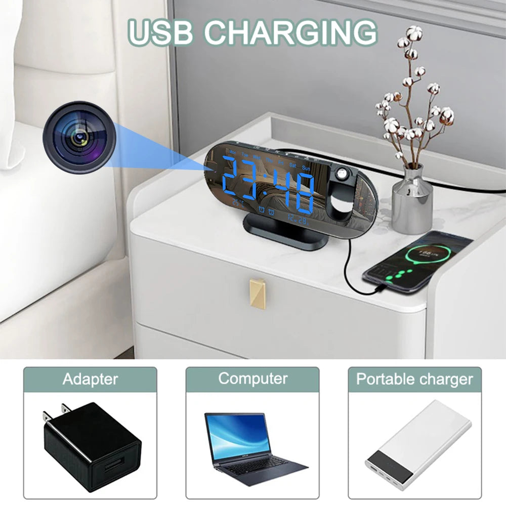 Virwir Mini Camera &ndash; 1080P WiFi Projection Alarm Clock