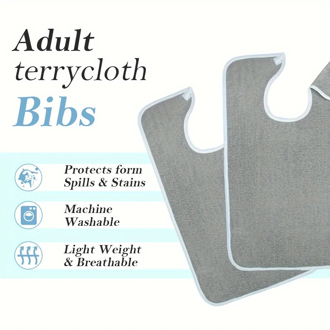 Adjustable Adult Bibs - Machine Washable, Prevents Spills &amp; Drooling, Ideal for Elderly