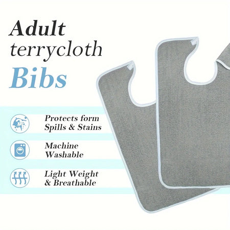 Adjustable Adult Bibs - Machine Washable, Prevents Spills &amp; Drooling, Ideal for Elderly