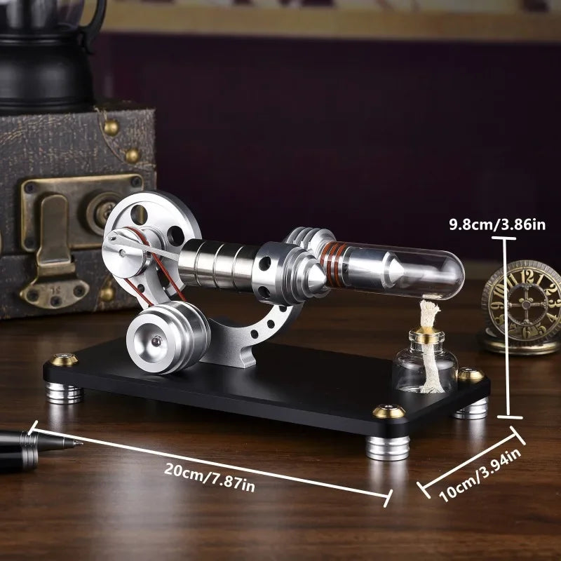 Hot Air Stirling Engine Alternator - Aluminum Alloy Educational Model Stainless steel-1pcs
