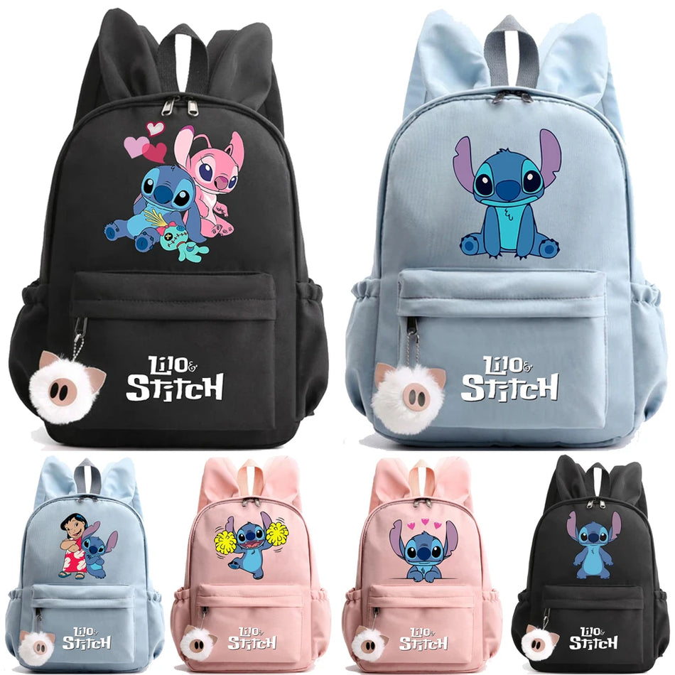Disney Lilo Stitch Backpack for Teens & Kids - Cute School Bag with Multiple Compartments - Black Theme - Waterproof & Breathable - Cyprus