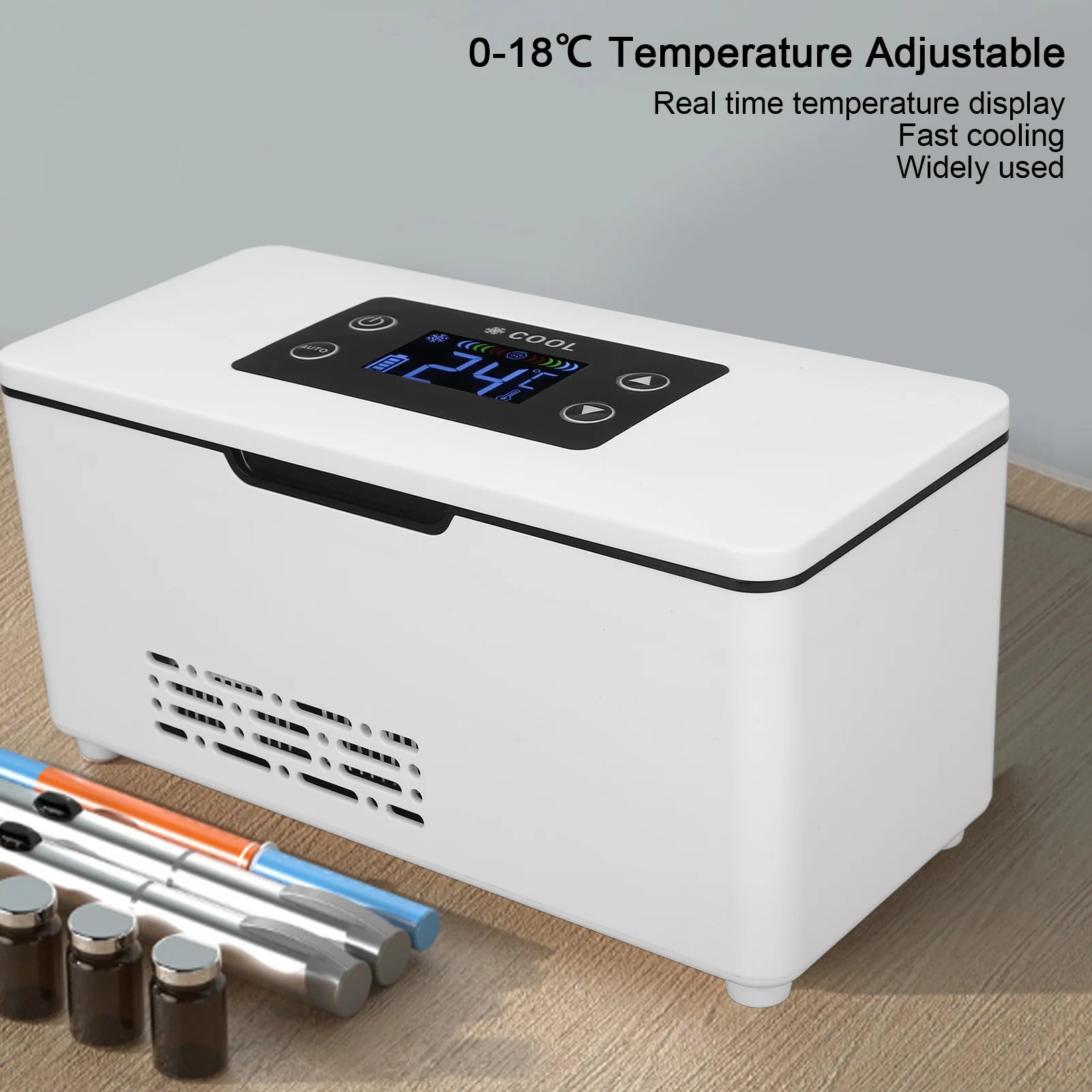Portable Insulin Medicine Refrigerator 2-8&deg;C Intelligent Temperature Control Digital Screen Mini Medicine Cooler Box for travel