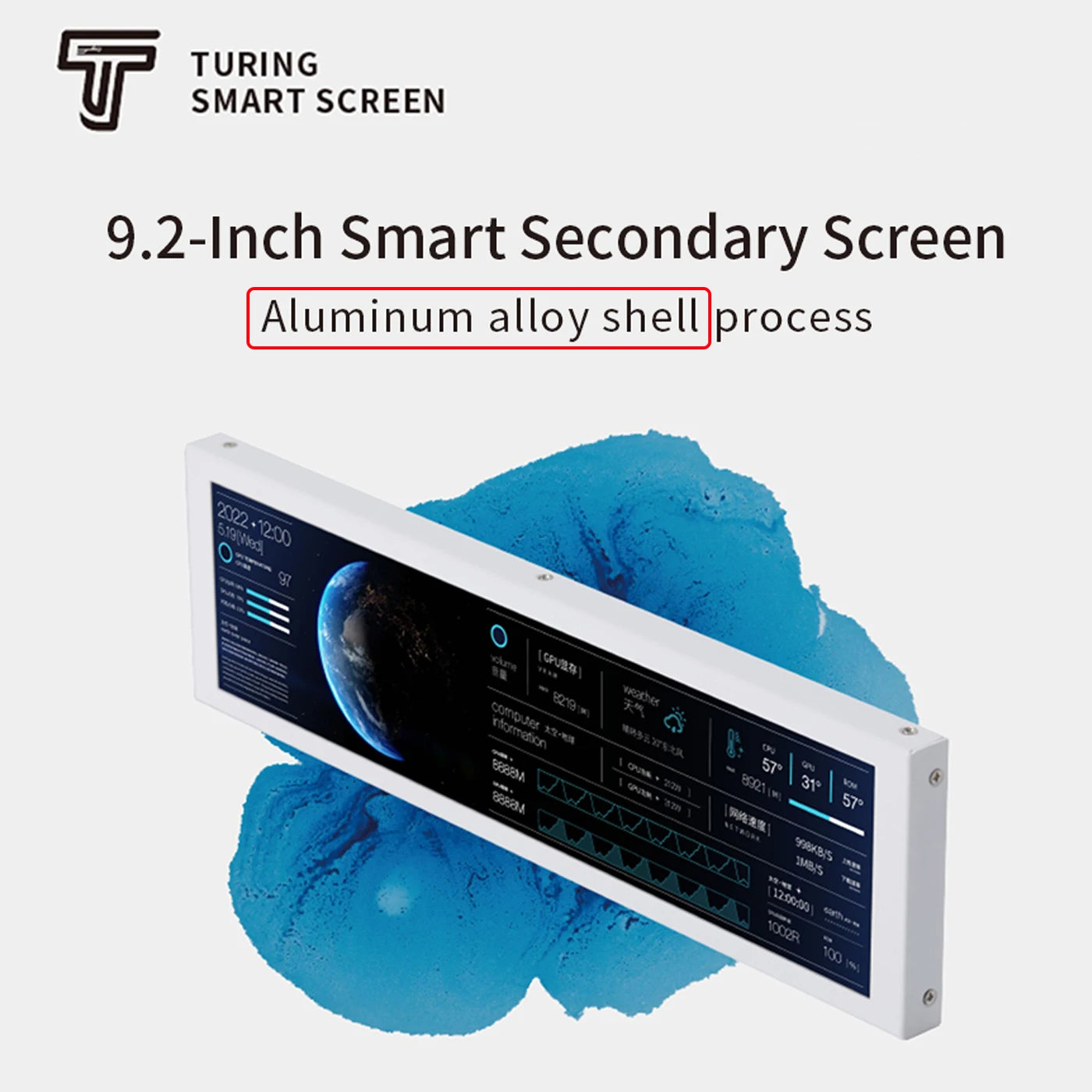 TURZX 9.2 Inch USB Secondary Screen &ndash; High Resolution 1920x462 Display