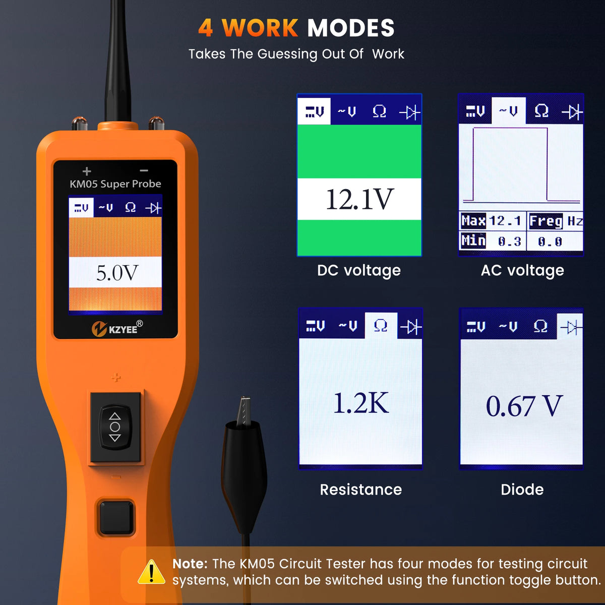KZYEE KM05 &ndash; 12V/24V Automotive Circuit Diagnostic Tool