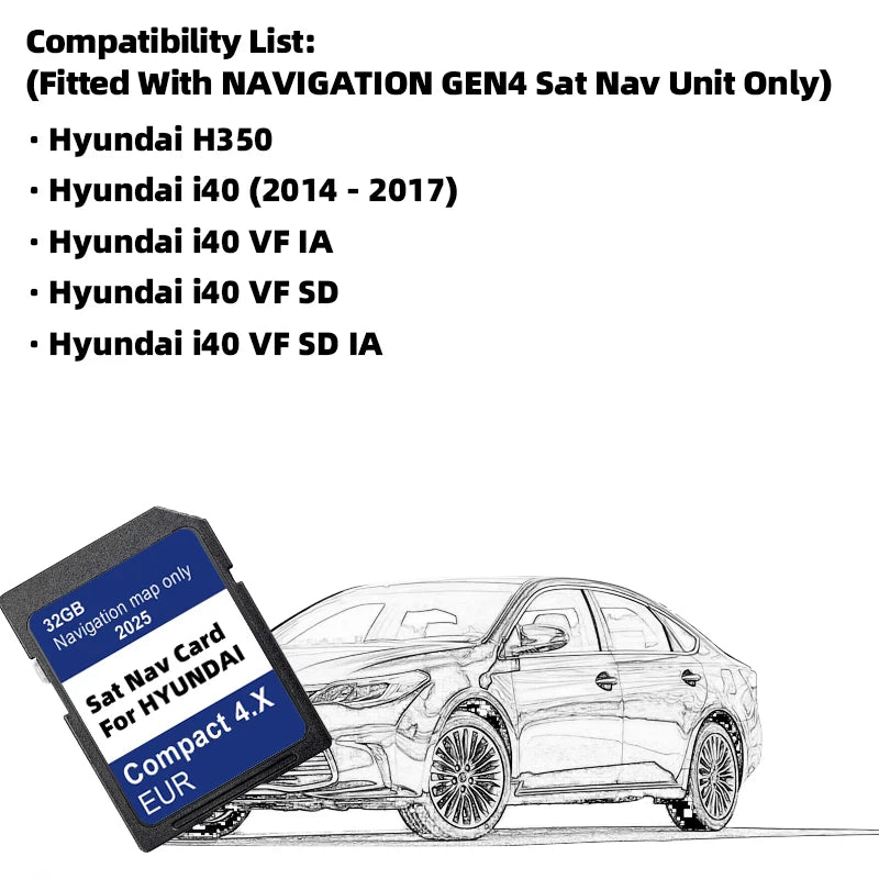 Hyundai GEN4 Navigation SD Card 32GB &ndash; Europe Maps 2025 CHINA / for Hyundai Compact4