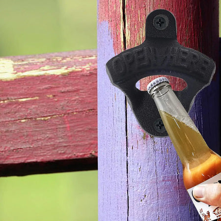 Wall Mounted Beer Opener Cast Iron Black 2Pack &ndash; Heavy Duty