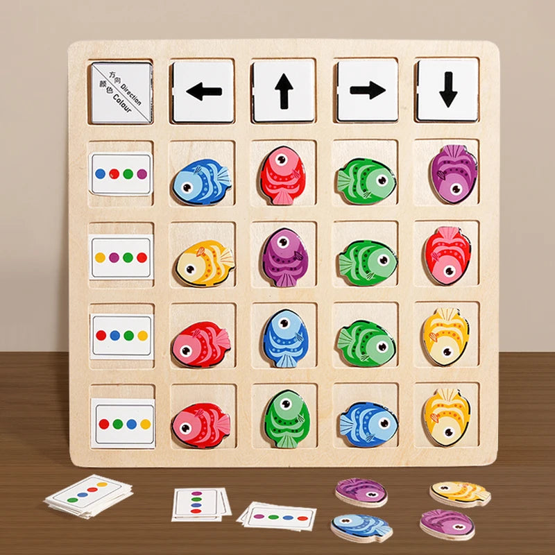 Children's Wooden Montessori Toys - Kids Logical Thinking Training Board Game tiddler