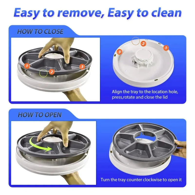 Automatic Pet Feeder Round Timing 6 Meals - Six Meal Timers
