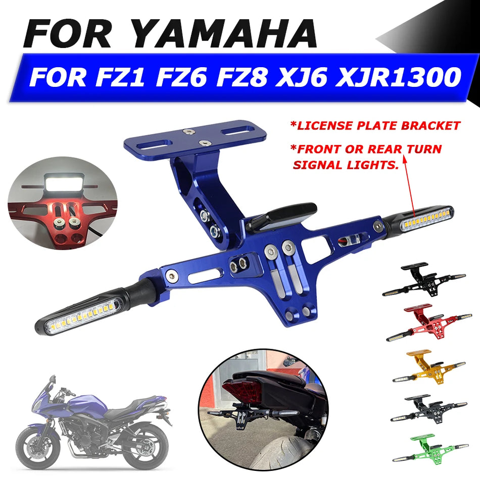 Заден държач за регистрационен номер Yamaha FZ серия с LED мигачи на калника, CNC обработен алуминиев сплав