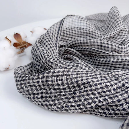 Spring Summer Small Plaid Tassel Linen Scarf &ndash; Effortless Style and Versatility